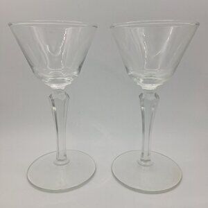 Libbey Cocktail Glass Set 2 Ounces Geometric Lonh‎ Stem Clear Pair